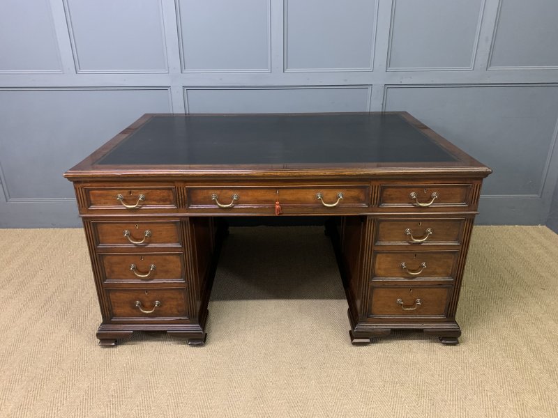 Mahogany Pedestal Partners Desk by Maple & Co.