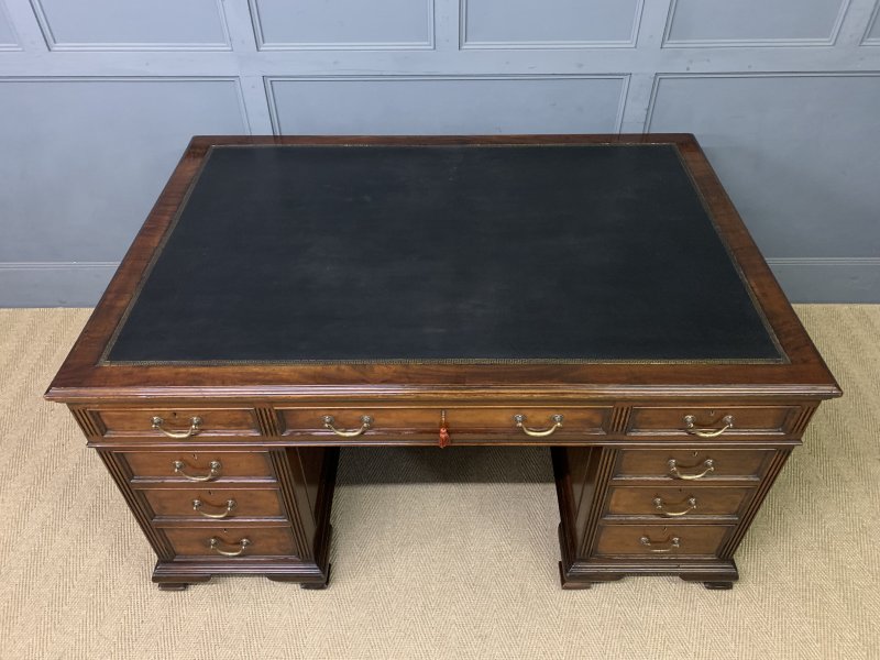 Mahogany Pedestal Partners Desk by Maple & Co.