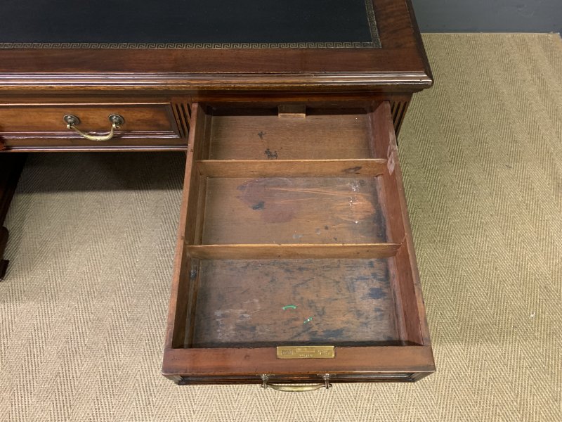 Mahogany Pedestal Partners Desk by Maple & Co.