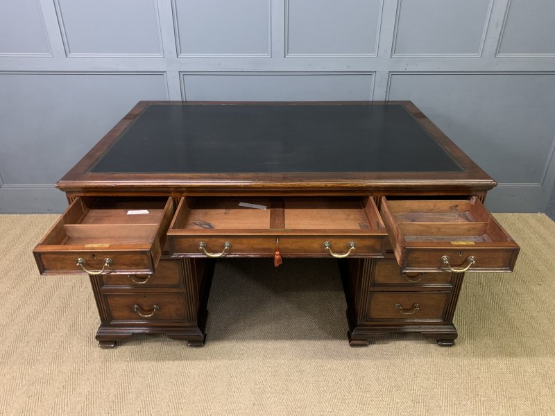 Mahogany Pedestal Partners Desk by Maple & Co.