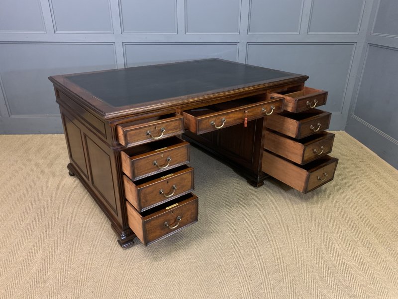 Mahogany Pedestal Partners Desk by Maple & Co.