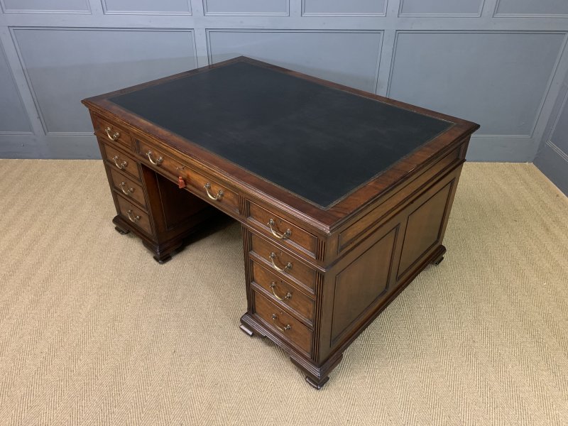 Mahogany Pedestal Partners Desk by Maple & Co.