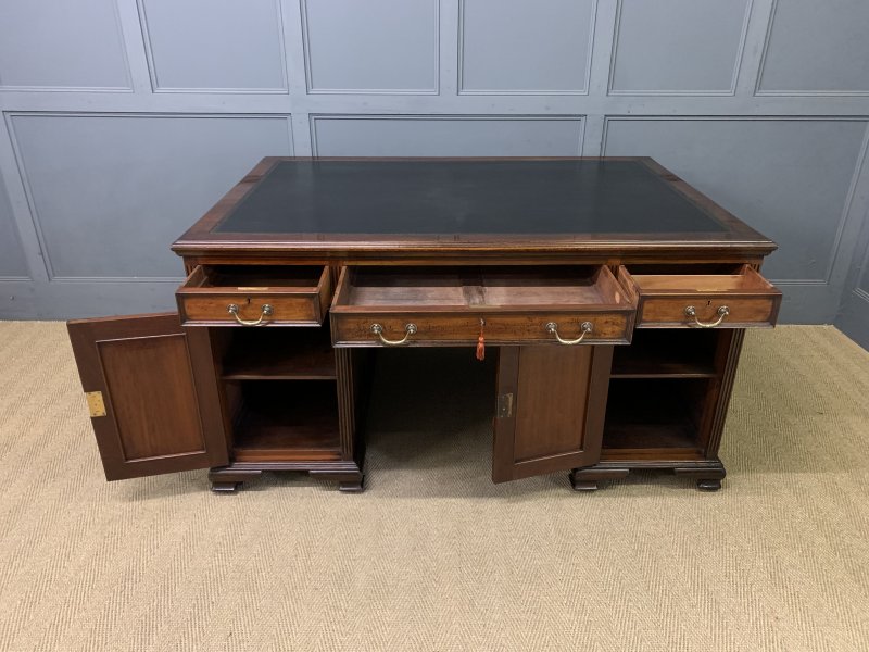 Mahogany Pedestal Partners Desk by Maple & Co.