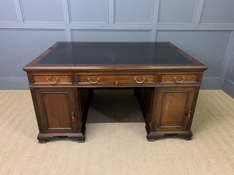 Mahogany Pedestal Partners Desk by Maple & Co.
