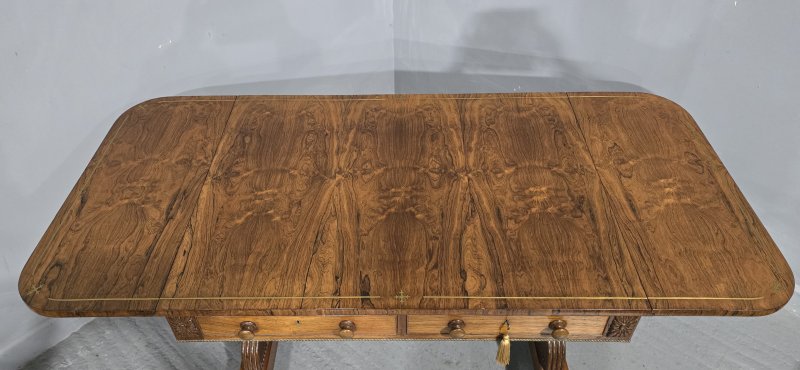 Outstanding Regency Brass Inlaid Sofa Table