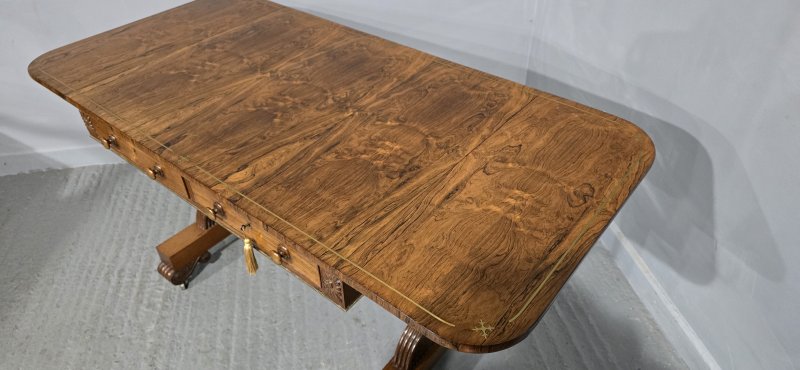 Outstanding Regency Brass Inlaid Sofa Table