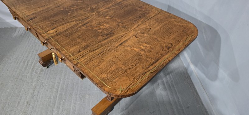 Outstanding Regency Brass Inlaid Sofa Table