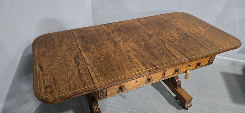 Outstanding Regency Brass Inlaid Sofa Table