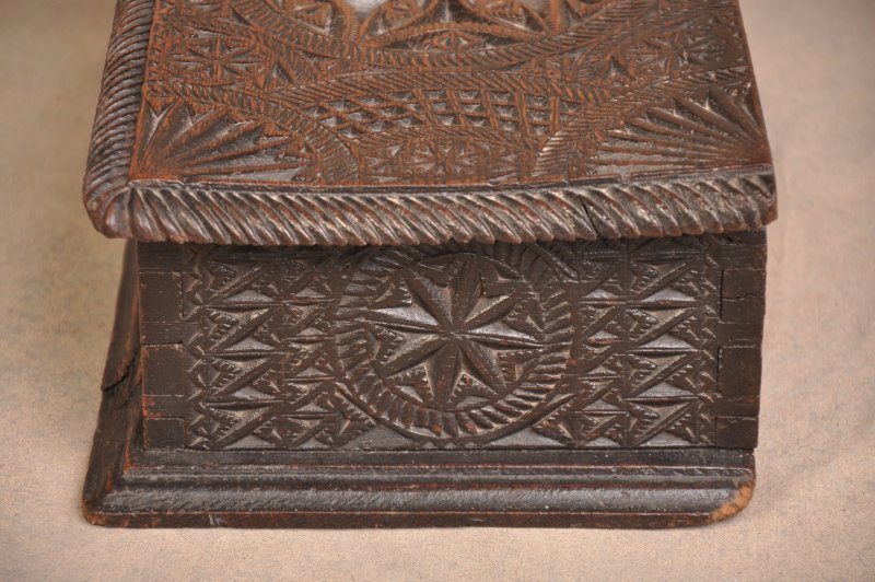 17th Century Welsh Oak Chip Carved Box