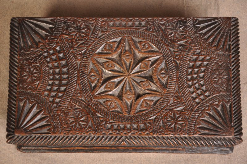 17th Century Welsh Oak Chip Carved Box