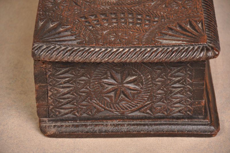 17th Century Welsh Oak Chip Carved Box