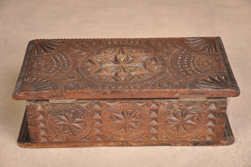 17th Century Welsh Oak Chip Carved Box