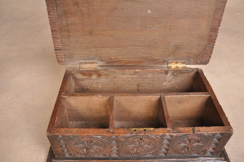 17th Century Welsh Oak Chip Carved Box