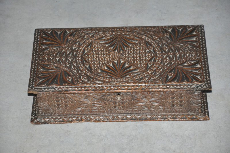 17th Century Oak Chip Carved Box