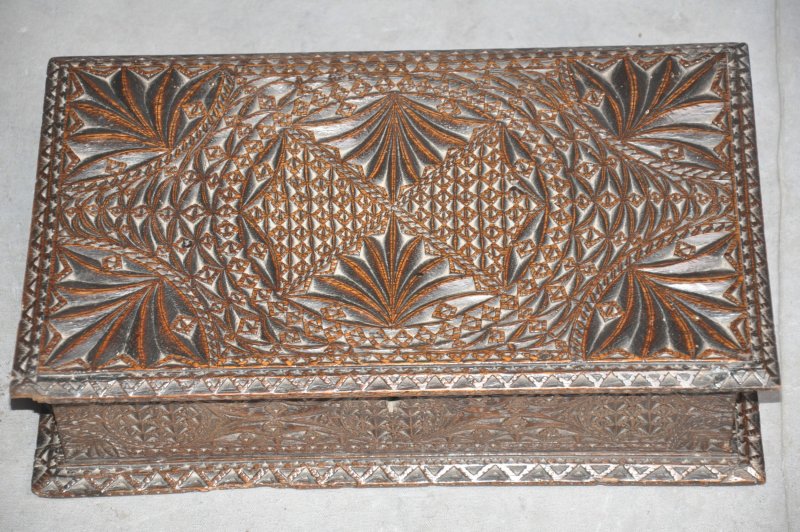 17th Century Oak Chip Carved Box