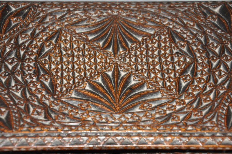 17th Century Oak Chip Carved Box