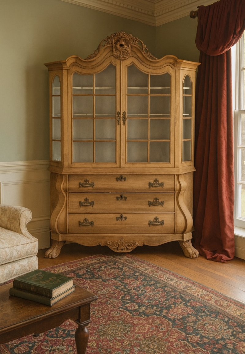An Attractive 19thc Bleached Oak and Walnut Cabinet on Chest