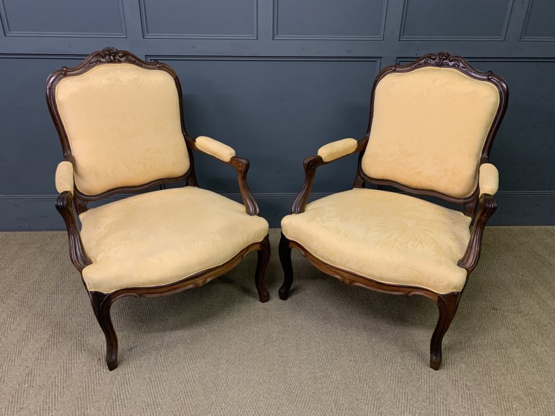 Pair of French Rosewood Fauteuils