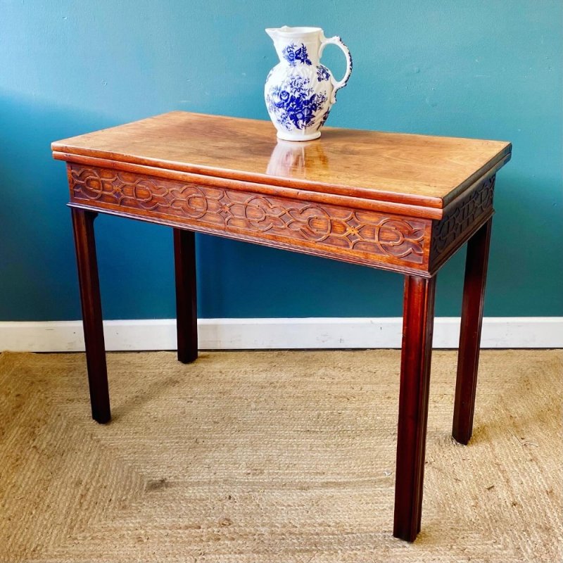 Georgian Fold Over Mahogany Tea Table
