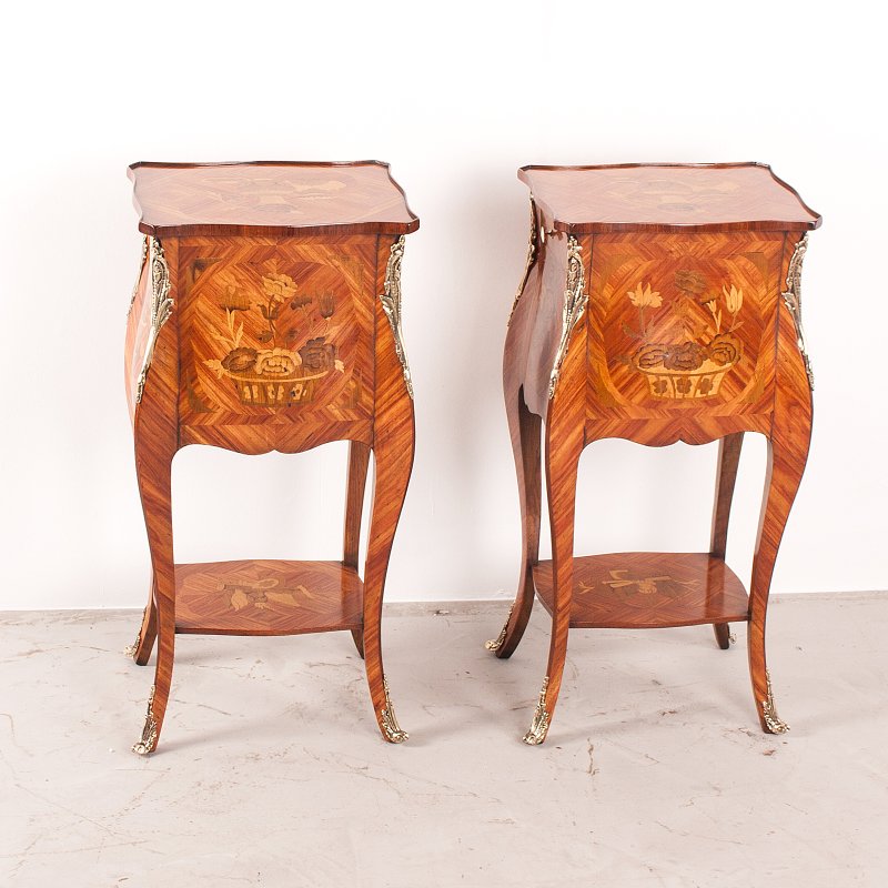 Superb Quality Pair of French Marquetry Bedside Tables