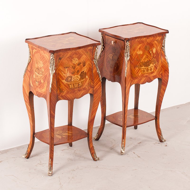 Superb Quality Pair of French Marquetry Bedside Tables