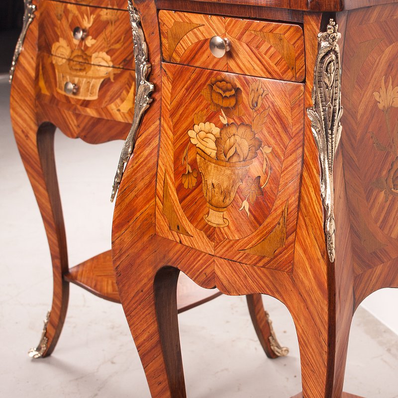 Superb Quality Pair of French Marquetry Bedside Tables
