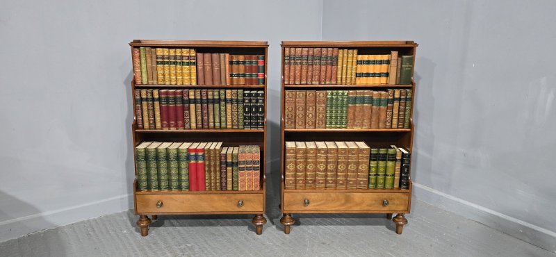 Pair Mahogany Waterfall Bookcases