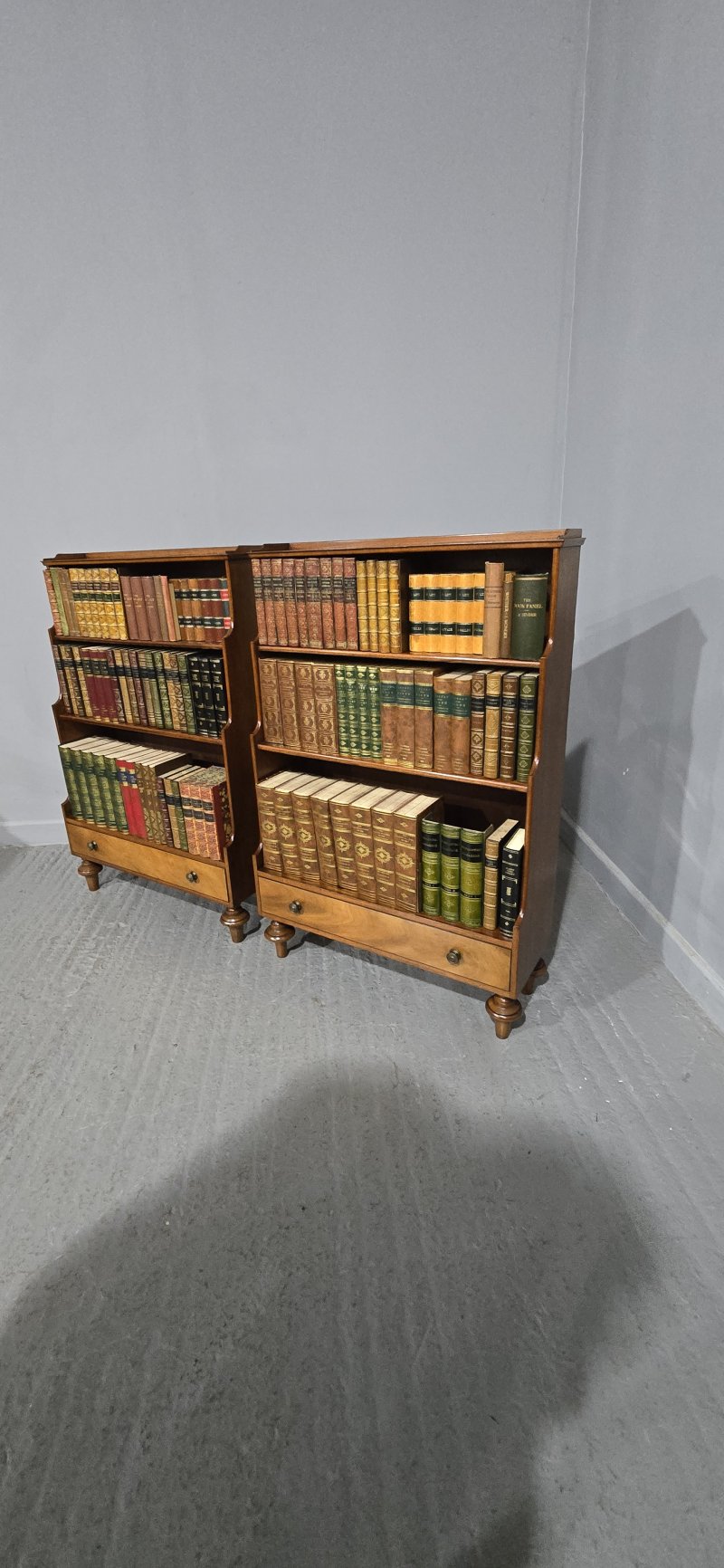 Pair Mahogany Waterfall Bookcases