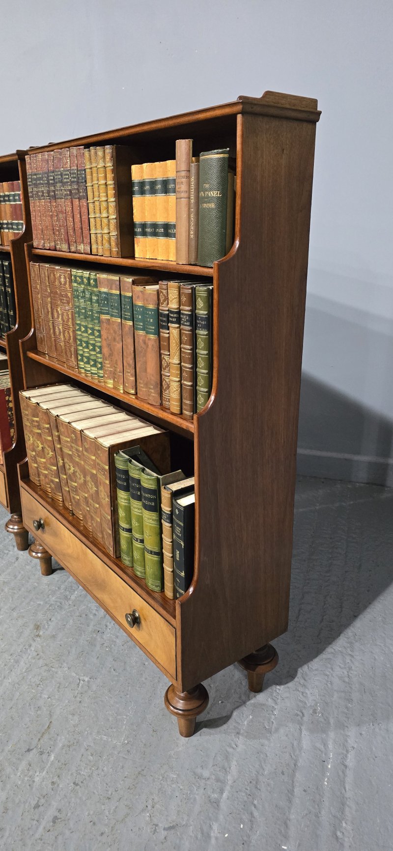 Pair Mahogany Waterfall Bookcases