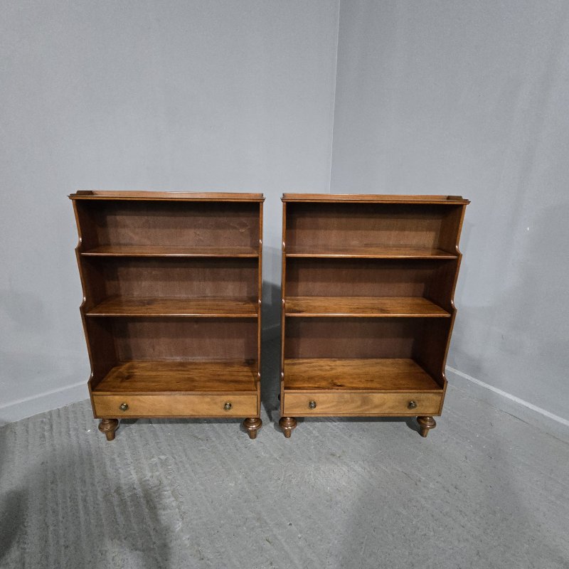 Pair Mahogany Waterfall Bookcases