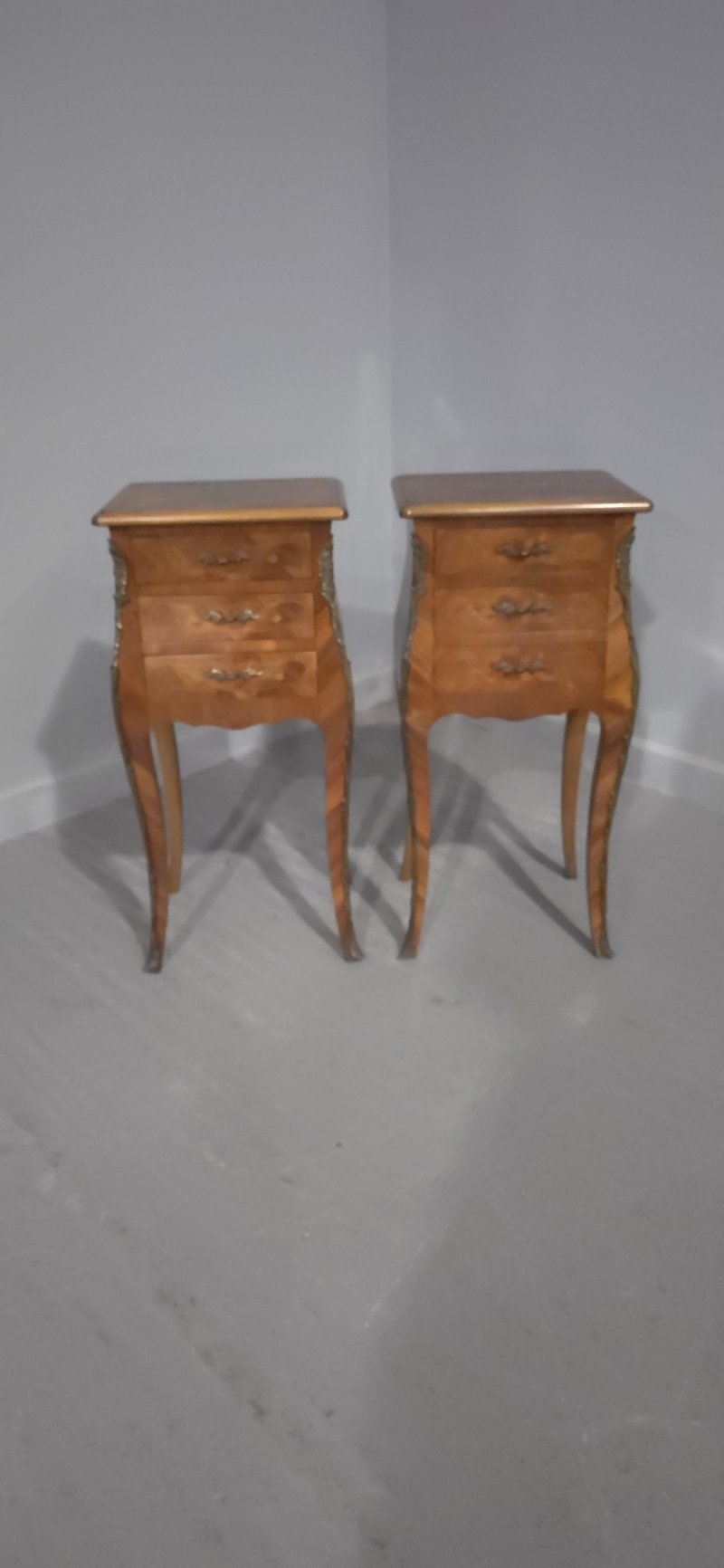 Pair French Bedside Lamp Chests of Drawers