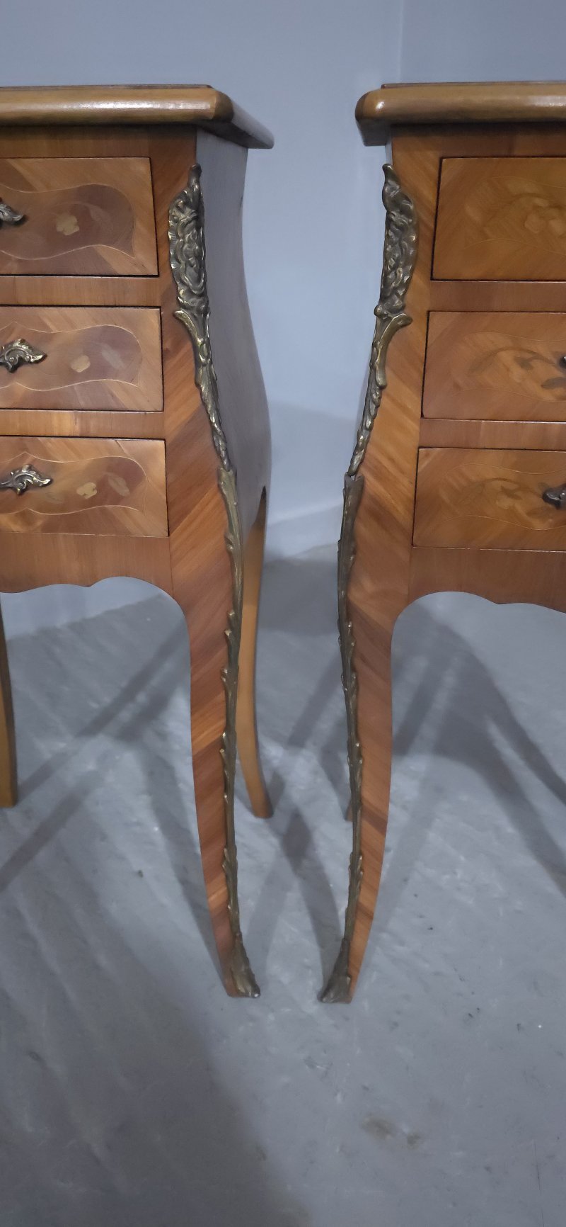 Pair French Bedside Lamp Chests of Drawers