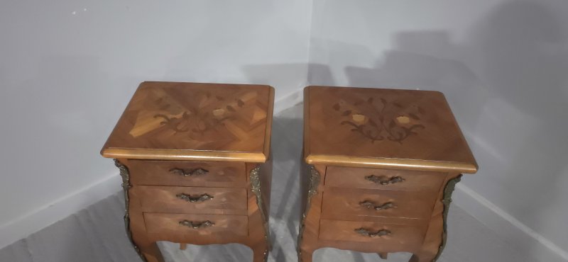 Pair French Bedside Lamp Chests of Drawers