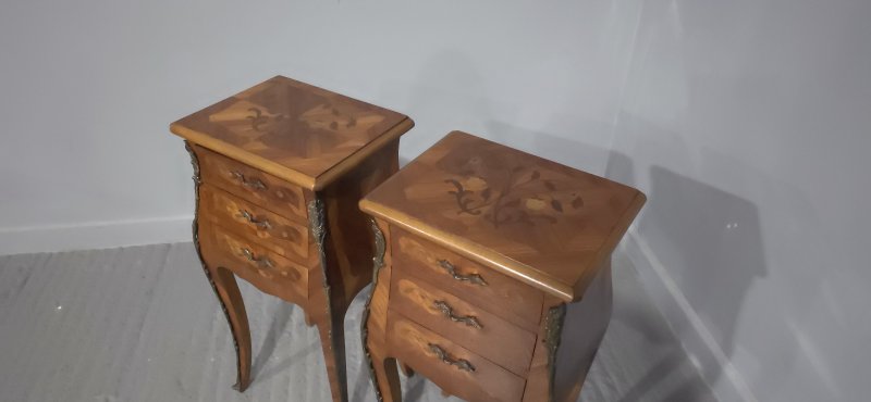 Pair French Bedside Lamp Chests of Drawers