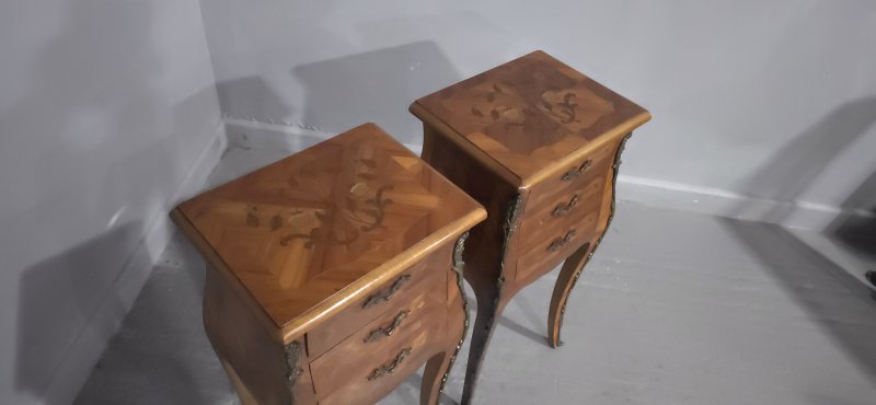 Pair French Bedside Lamp Chests of Drawers