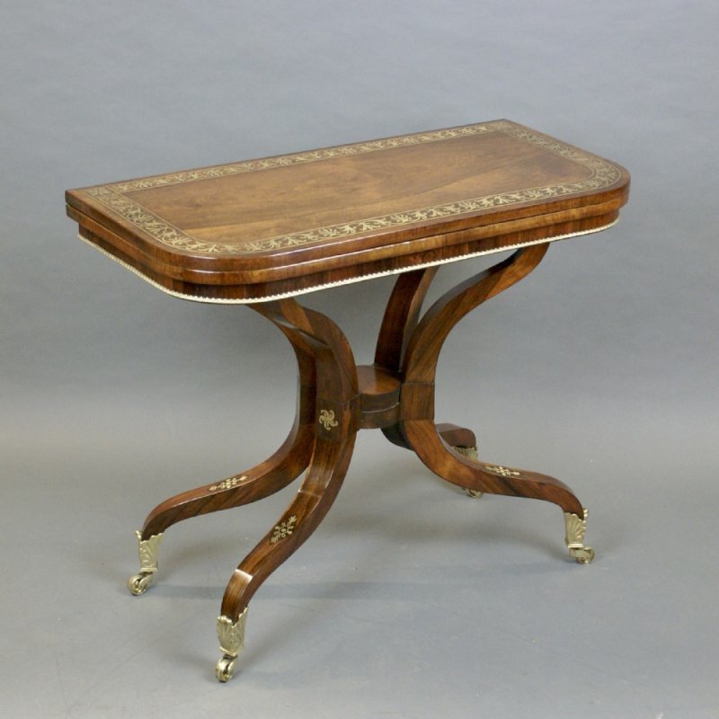 A Fine Pair Regency Rosewood Card Tables Attributed To George Oakley