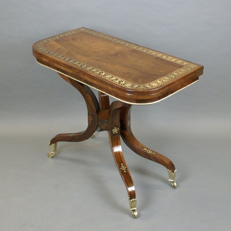 A Fine Pair Regency Rosewood Card Tables Attributed To George Oakley