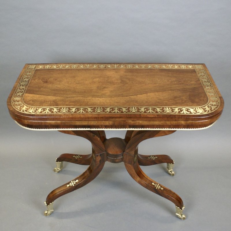 A Fine Pair Regency Rosewood Card Tables Attributed To George Oakley
