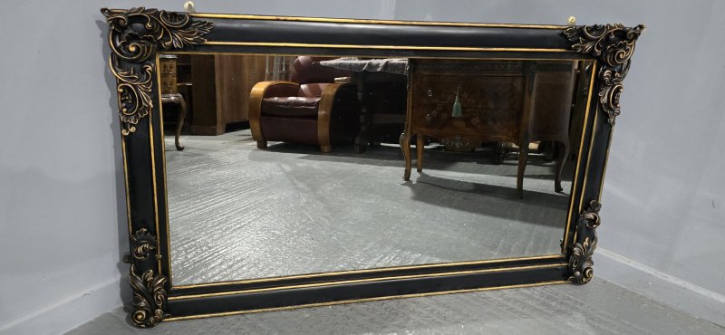 Super Ebonised and Gilt Overmantle Mirror