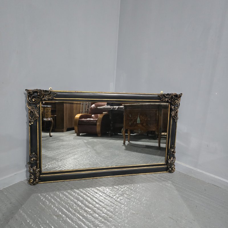 Super Ebonised and Gilt Overmantle Mirror
