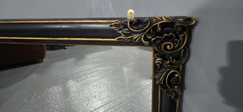 Super Ebonised and Gilt Overmantle Mirror