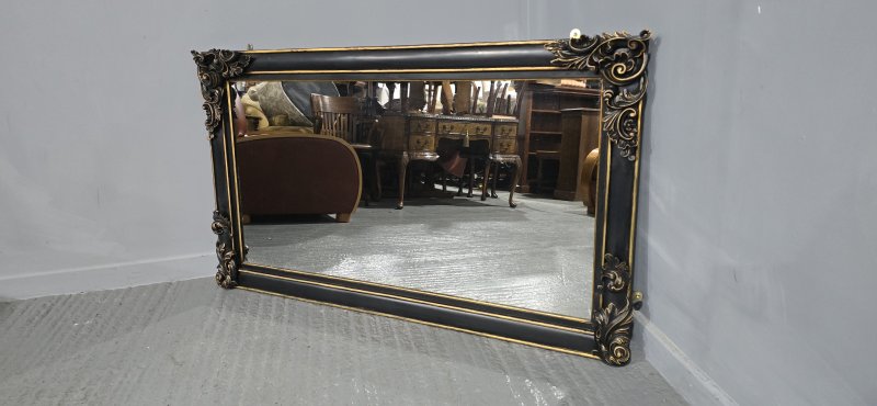 Super Ebonised and Gilt Overmantle Mirror
