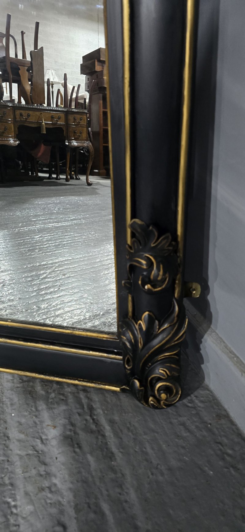 Super Ebonised and Gilt Overmantle Mirror