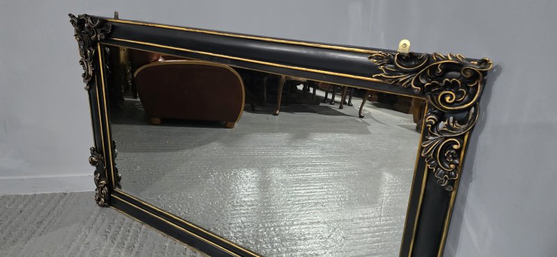 Super Ebonised and Gilt Overmantle Mirror