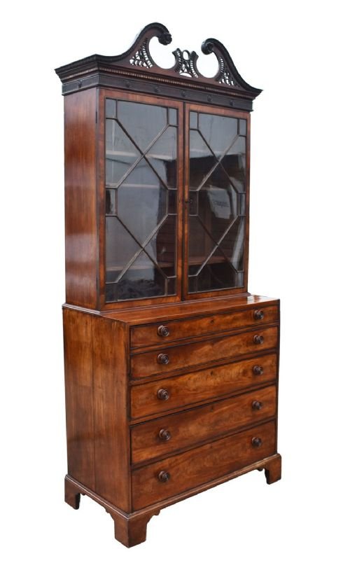 George III Mahogany Secretaire Bookcase