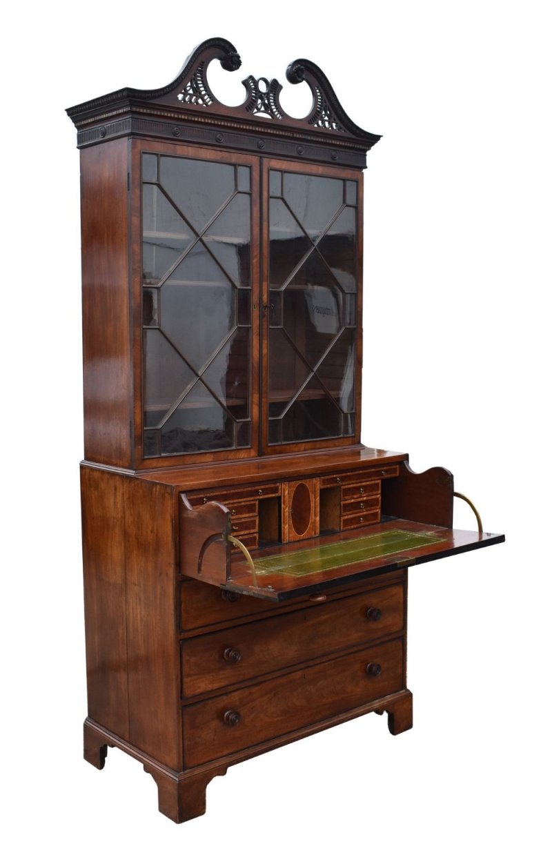 George III Mahogany Secretaire Bookcase