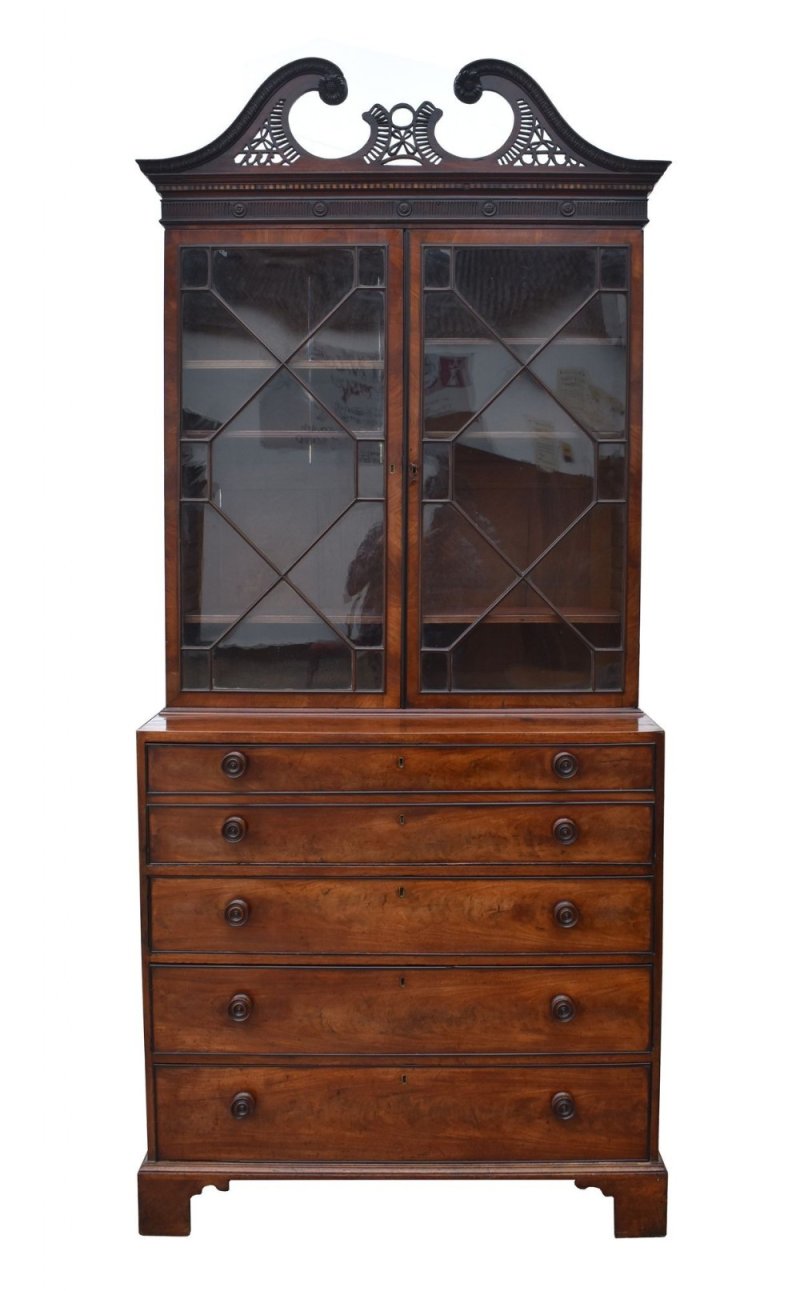 George III Mahogany Secretaire Bookcase