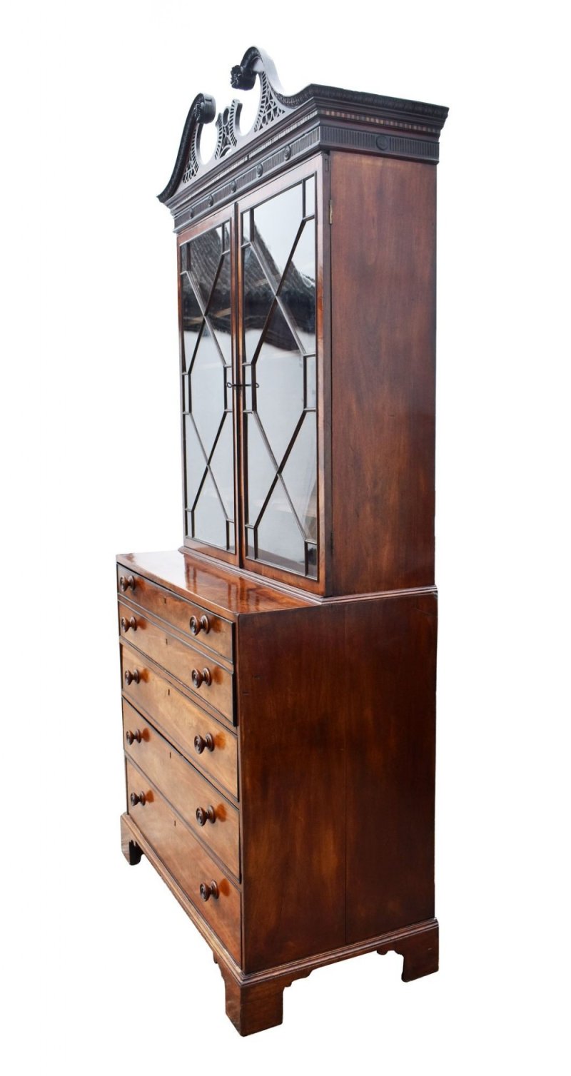 George III Mahogany Secretaire Bookcase
