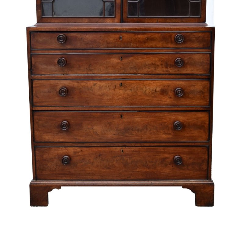 George III Mahogany Secretaire Bookcase
