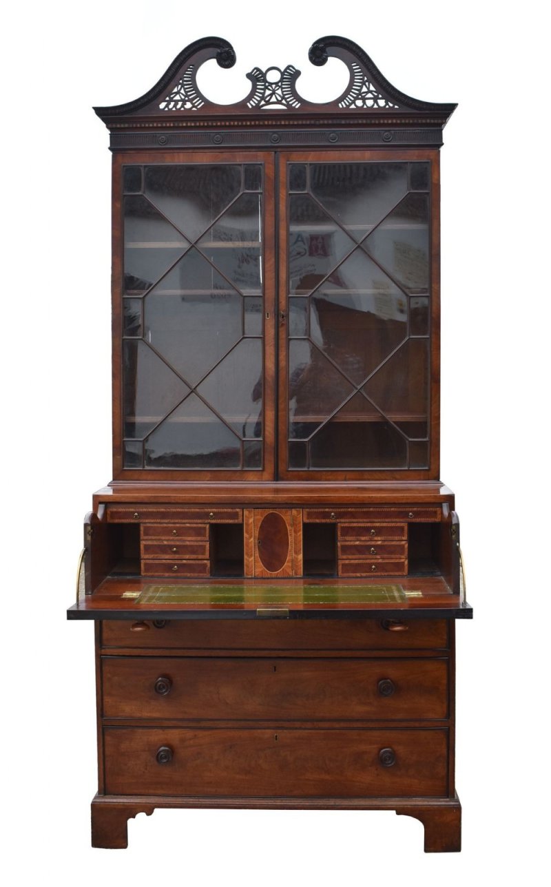 George III Mahogany Secretaire Bookcase